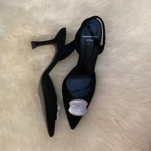 Massimo Dutti Studio suede heels shoes with bling 37